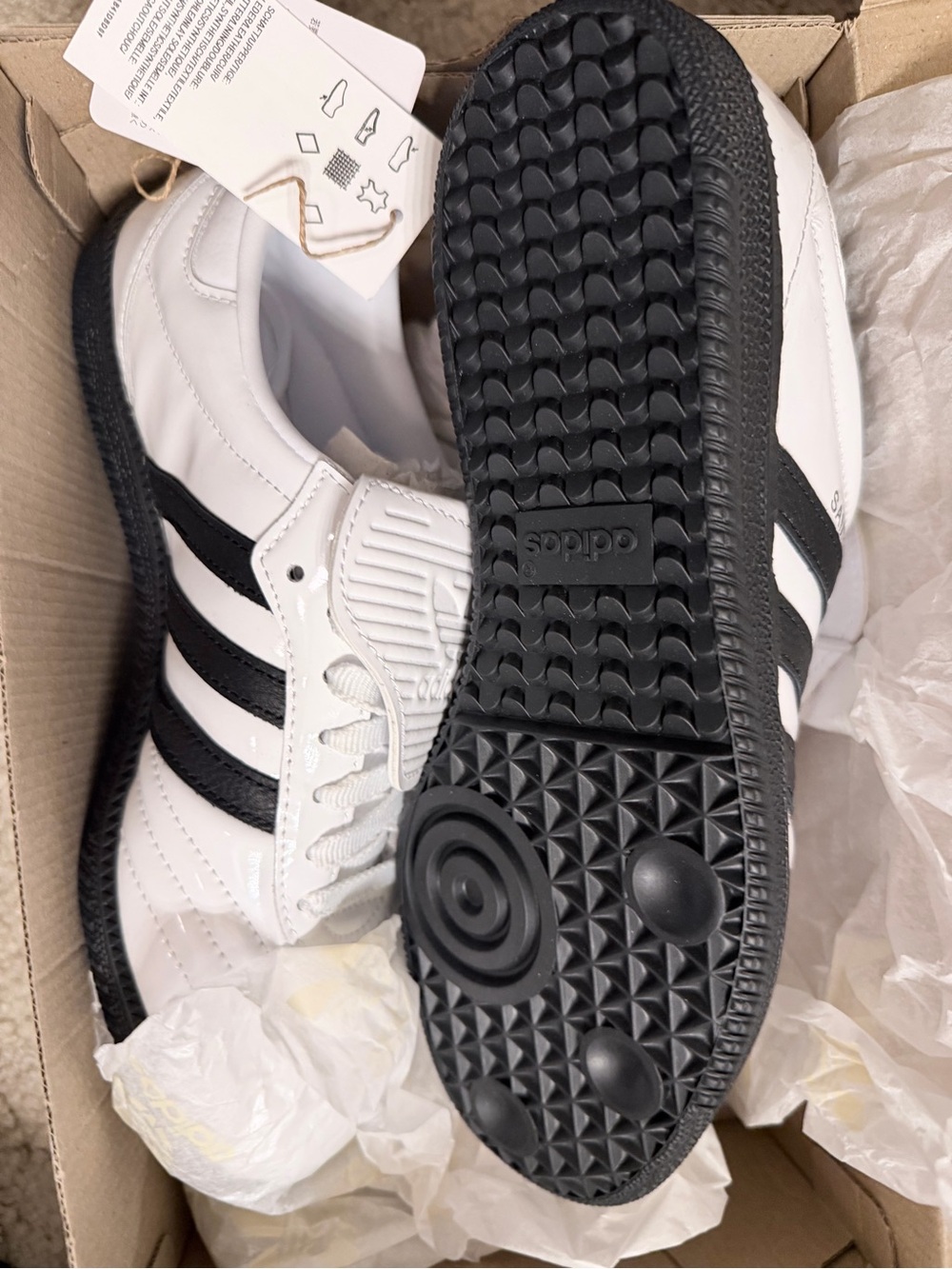 adidas Blue Shoe Box with White Label Patent Leather